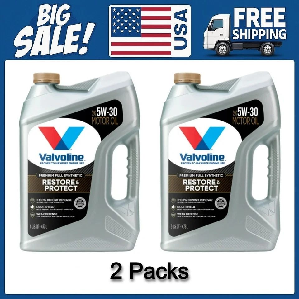 2 Packs Valvoline Restore & Protect Full Synthetic 5W-30 Motor Oil 5 QT - Image 1 of 4