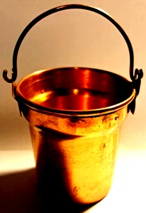 COPPER Pail w/ Handle - COPPER Mini BUCKET - Votive - 2.5" Tall  - VINTAGE - Picture 1 of 7