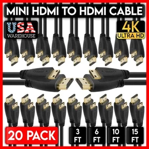 20 Pack Micro HDMI Cable HDMI-A to HDMI-D Cord Raspberry Pi Retroid GoPro Hero - Picture 1 of 13