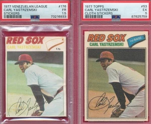 PSA LOT 2) VENEZUELAN YASTRZEMSKI 1977 TOPPS CLOTH CARL #53 176 GRADED TPHLC-480 - Picture 1 of 10
