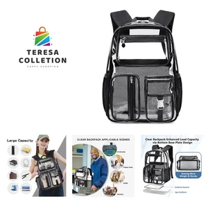 Strapazierfähiger durchsichtiger Rucksack Büchertasche, 16 x 11 x 5 Zoll TPU Große Kapazität Siehe... - Bild 1 von 9