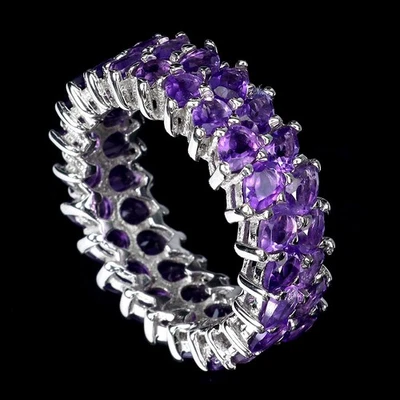 925 Sterling Silver Ring Pear Amethyst 4x3mm Natural Gemstone Jewelry Size 8.5 - Image 1 of 4