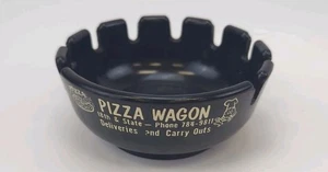 Vintage Black Plastic Ashtray Pizza Joint Advertising - Picture 1 of 5