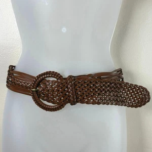 Cinturón para mujer Gap ancho tejido cuero marrón pequeño vintage bohemio  - Imagen 1 de 7