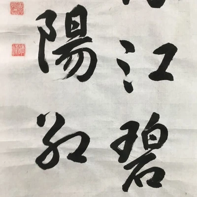 Pergamino colgante japonés de colección Kakejiku Kakemono caligrafía Kanji SC713 Foto 1 de 4