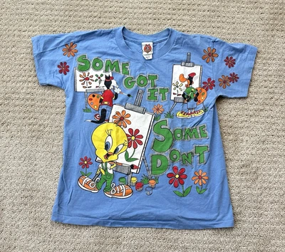 Camiseta De Colección Looney Tunes Mujer Pequeña/Niños XL Piolín Lucas Silvestre Años 90 Arte Foto 1 de 4