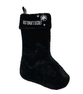 Victoria Secret  Black Faux Fur  Stocking Embroidered Rhinestones - Picture 1 of 3