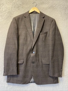 Calvin Klein Mens Sport Coat Blazer 44L Brown Glen Plaid / 139-33 - Picture 1 of 13