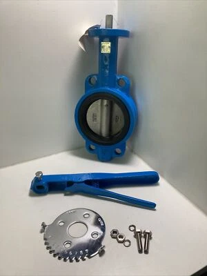 4" 200 WOG Wafer Butterfly Valve Ductile Iron Body  Buna Seal Lever - Image 1 of 4