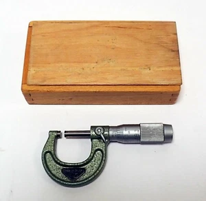 VIS OUTSIDE MICROMETER 0 - 1" .0001" GRADUATION WITH WOODEN CASE TESTED - Picture 1 of 7