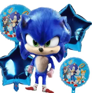 Globos de fiesta Sonic The Hedgehog 5 piezas globos de papel de aluminio decoraciones fiesta de cumpleaños - Imagen 1 de 4