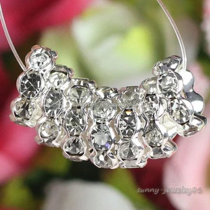 Silver Plated Crystal Rhinestone Wavy Rondelle Spacer Beads 4mm,6mm,8mm,10mm - Picture 1 of 1