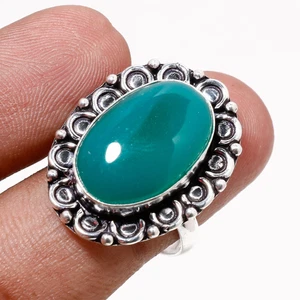 Verstellbarer Ring grüner Onyx Edelstein Handarbeit einzigartiges Design Gesc... - Bild 1 von 6