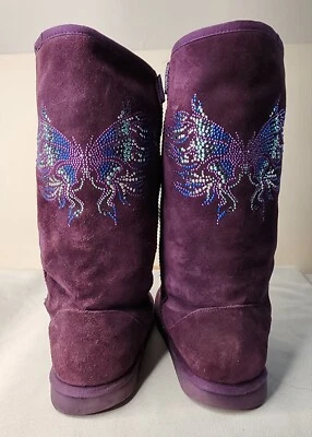 Botas de Colección Steve Madden Gamuza Púrpura Mariposa 8 1/2 Usadas Foto 1 de 4