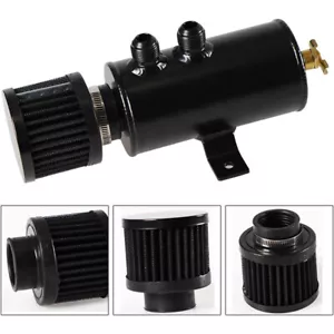 Universal 10AN Aluminum Baffled Oil Catch Can with Drain Valve Breather Filter - Picture 1 of 8