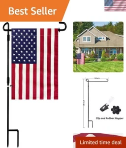 Garden Flag Stand with American Flag Garden Flag Metal Yard Flag Holder Pole ... - Picture 1 of 8