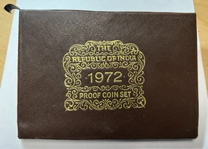 1972 India Republic 9 Coin SILVER PROOF set in Original Brown folder! - Picture 1 of 7
