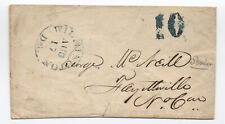 c1850 Wilmington DE stampless cover large black 10 rate rate to NC [6434.64]