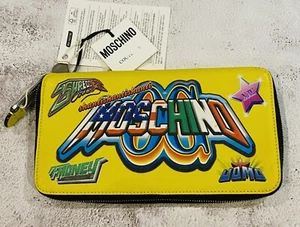 Moschino Yellow Zip Around Money Leather Checkbook Wallet  - Picture 1 of 9