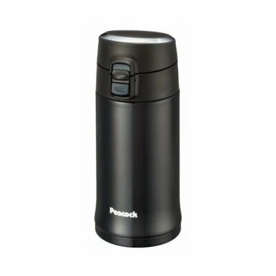 Taza compacta botella acero inoxidable pavo real 0,35 L AML-35-B negra de Japón Foto 1 de 4