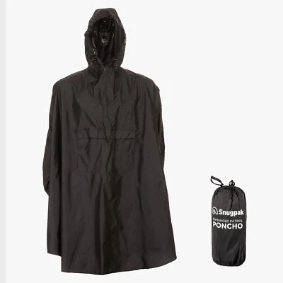 Poncho Patrulla Mejorado Snugpak WGTE Negro Impermeable Senderismo Exterior Chaqueta Cubierta Foto 1 de 3