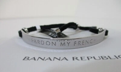 Banana Republic 女式 Idiom Pardon My French 手镯全新带标签 39.99 黑色 — 第 1/4 张图片