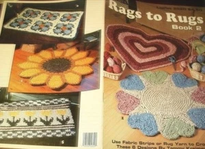 Crochet rag rug patterns Rags to Rugs book #2: LA2820 heart sunflower tulips + - Picture 1 of 2