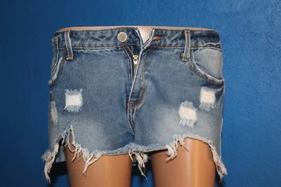 Papaya Medium Light Wash High Rise Raw Hem Cut Off Denim Jean Shorts Size M - Image 1 of 4