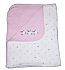 Gymboree Pink 3 Lamb Sheep Baby Blanket 2007 Flowers Security Lovey. Shows some