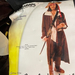 Captain Jack Adult Costume One Size Underwraps Coat, Vest with Shirt, Pants ++++ - Picture 1 of 8