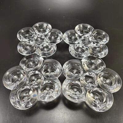 Crystal Tea Light Candle Holder set of 4 Modern Clear 6 Light Fifth Avenue - Image 1 of 4