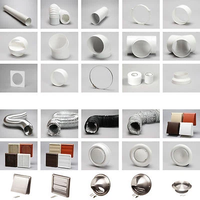 5" 125mm Plastic Round Kitchen Ducting Ventilation Duct Pipe Tube Extractor Fan  - Image 1 of 2