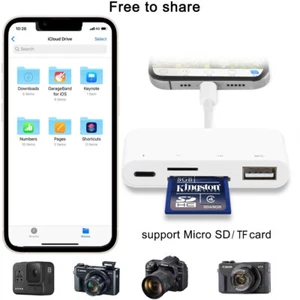 High-Speed Transfer For iPhone to SD/TF Card Reader with Charging Port Adapter - Picture 1 of 9