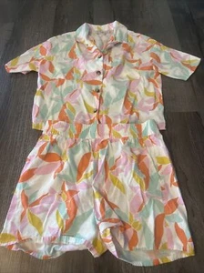 Colorful Planet Girls Sz XXL Pajama Pjs Short Sleeve Shorts Set Hawaiian Floral - Picture 1 of 9