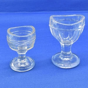 Two Vintage Eye Wash Cups Clear Glass U.S.A Embossed - Picture 1 of 2