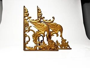 🔥 Verzierte Regalträger im Antik-Stil aus Gusseisen - Gold Griffin Design - Set - Bild 1 von 7
