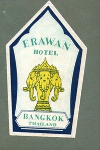 RARA etichetta bagaglio hotel Thailandia elefante a 3 teste #368 - Foto 1 di 1