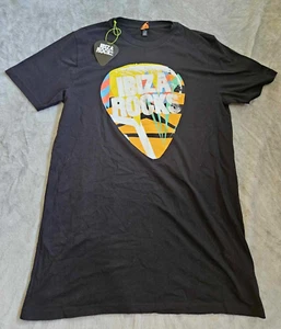 Mens Ibiza Rocks T Shirt Colourful Logo Black 100% Organic Cotton Size Medium - Picture 1 of 11