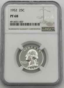 1952 PF 68 Washington 25C 90% Silver NGC *SL - Picture 1 of 4