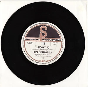 RICK SPRINGFIELD - HOOKY JO  Very rare 1972 Aussie only Single Release! - Picture 1 of 1