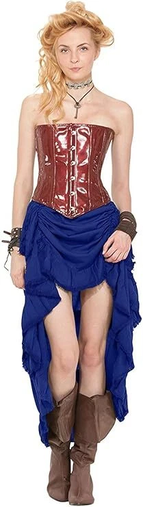 ThePirateDressing Women Steampunk High-Low Shredded Edges Skirt - Blue - Image 1 of 1