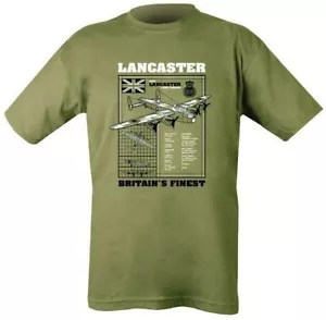 T-SHIRT MILITARE LANCASTER DA UOMO S-2XL RAF ARMY TOP WW2 AEREO DA COMBATTIMENTO 100% COTONE - Foto 1 di 1