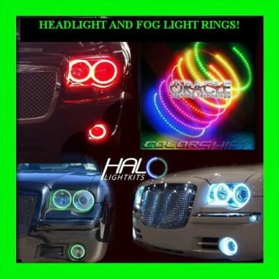2005-2010 Oracle Chrysler 300 Colorshift LED Scheinwerfer + Nebel Halo Set - Bild 1 von 4