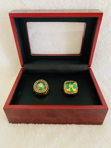 2 PCS Boston Celtics Larry Bird Championship Ring Set W Box, US SHIP 1981/84 Cover