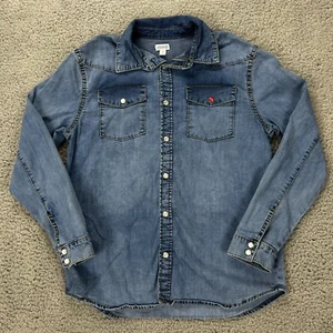 Gymboree Denim Pearl Snap Shirt XL / 14 with 1 Red Pocket Pearl Snap - Picture 1 of 12