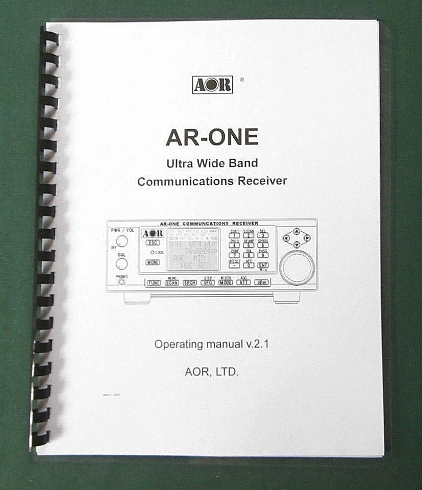 AOR AR-ONE Operating Manual - Premium Card Stock Covers & 28lb Paper!