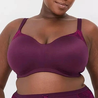 Sujetador Lane Bryant Cacique Mastectomía Sin Alambres con Encaje 42H *Púrpura Potente* Nuevo con Etiquetas Foto 1 de 3