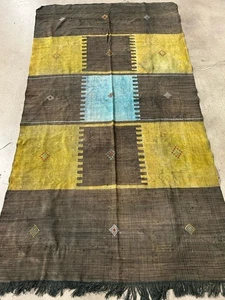 ¡Vintage! Alfombra TEJIDA A MANO MARROQUÍ Catcus Silk Sabra Kilim 93"x 51" - Imagen 1 de 13