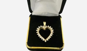 Vintage 14k Gold Diamant offenes Herz Anhänger - Bild 1 von 5