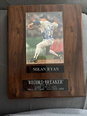 Nolan Ryan Autographed Plaque. Record Breaker.  300 Wins. 5,000 Strikeouts - Image 1 of 4